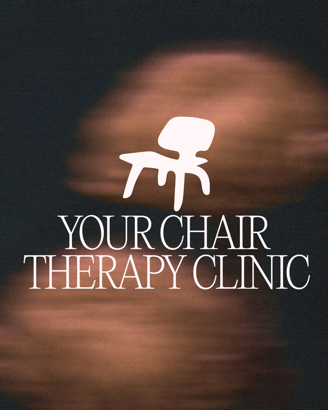 Logo of a stylized chair and the text 'YOUR CHAIR THERAPY CLINIC' on a blurred, dark background.