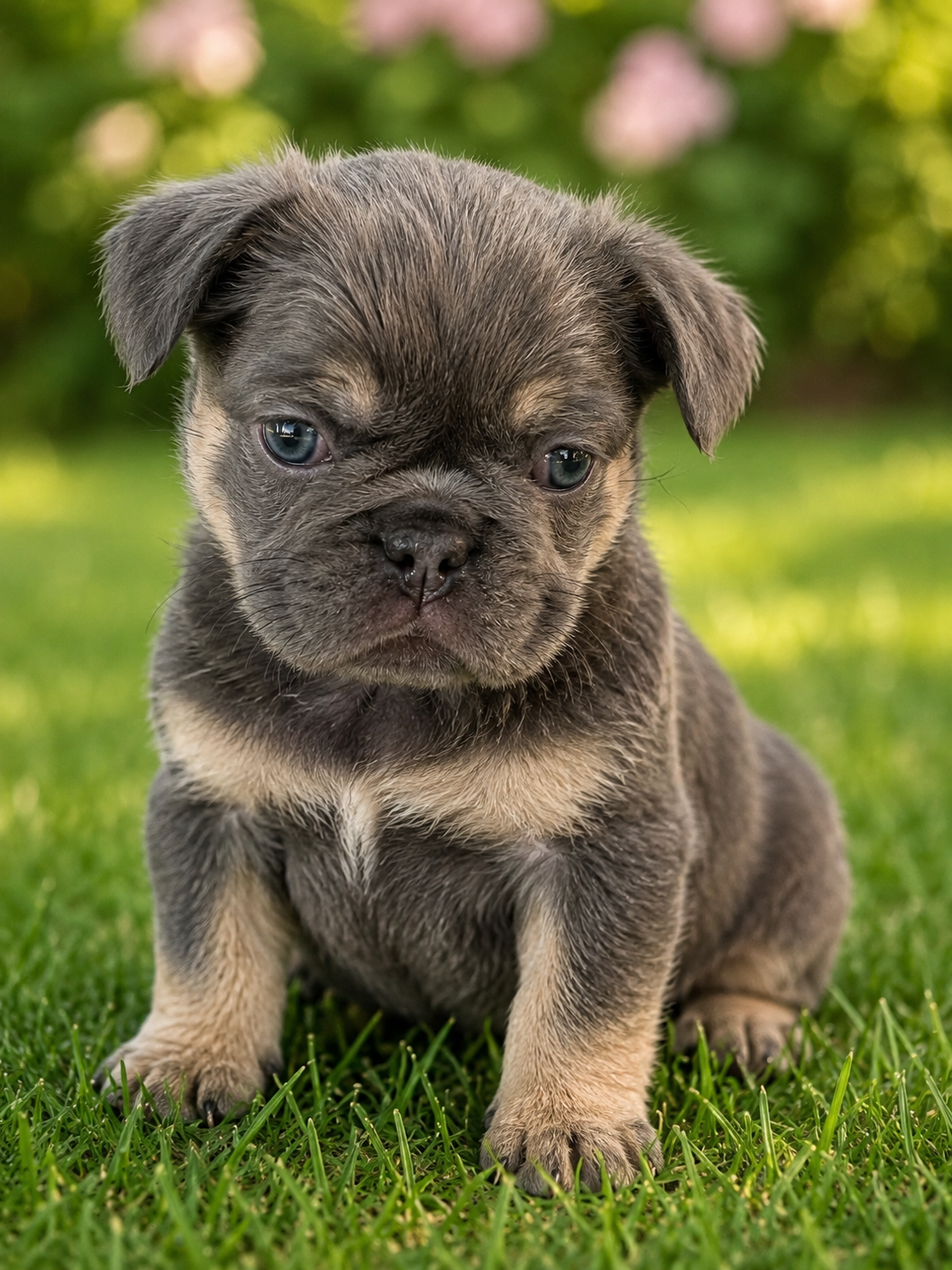 Fluffy Blue and Tan Female French Bulldog