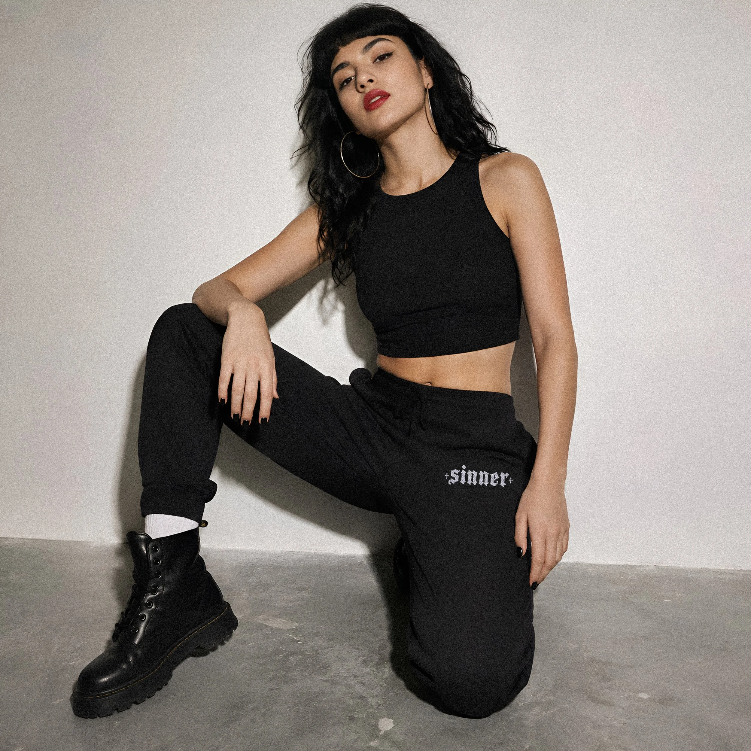 Sinner Embroidered Fleece Sweatpants