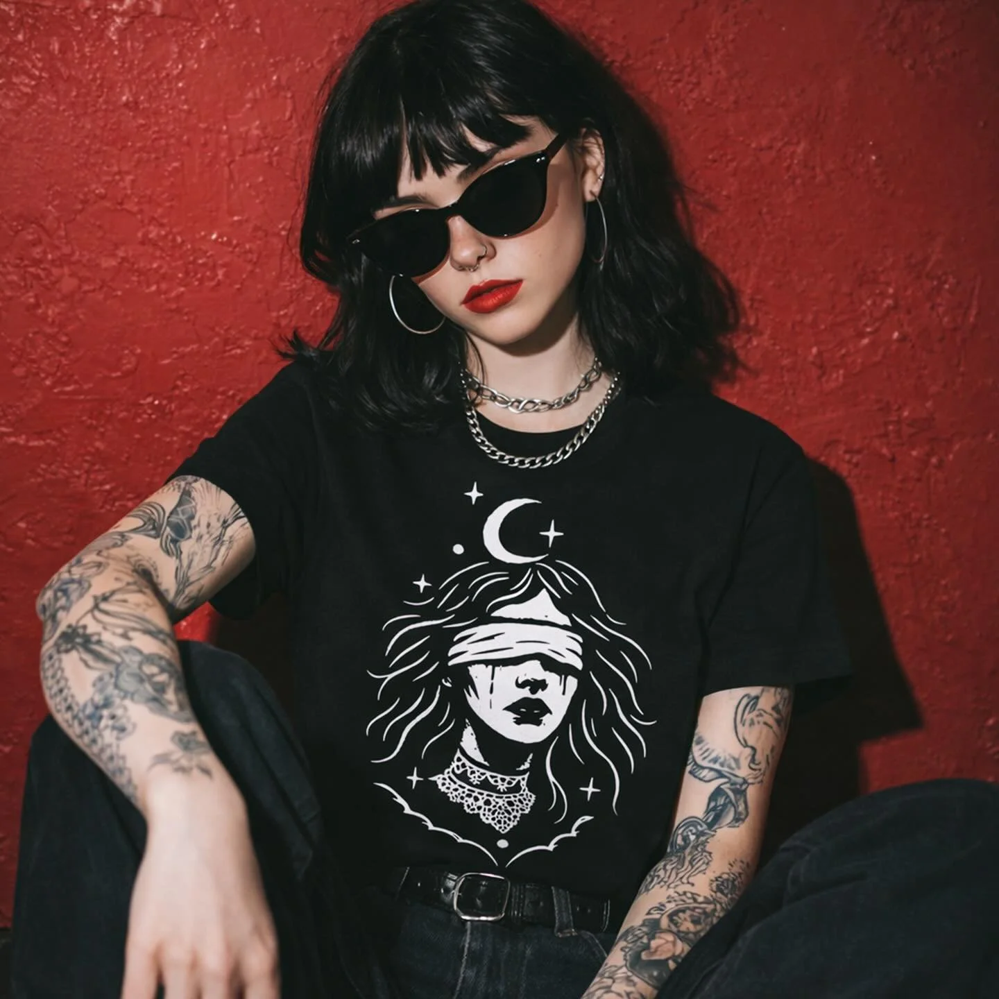 Guided by nothing but instinct and a little chaos.
Happy Friday, trust your darkness. 🌙✨ #eclectictalesstudio #witch #darkfashion #edgyfashion #streetwear