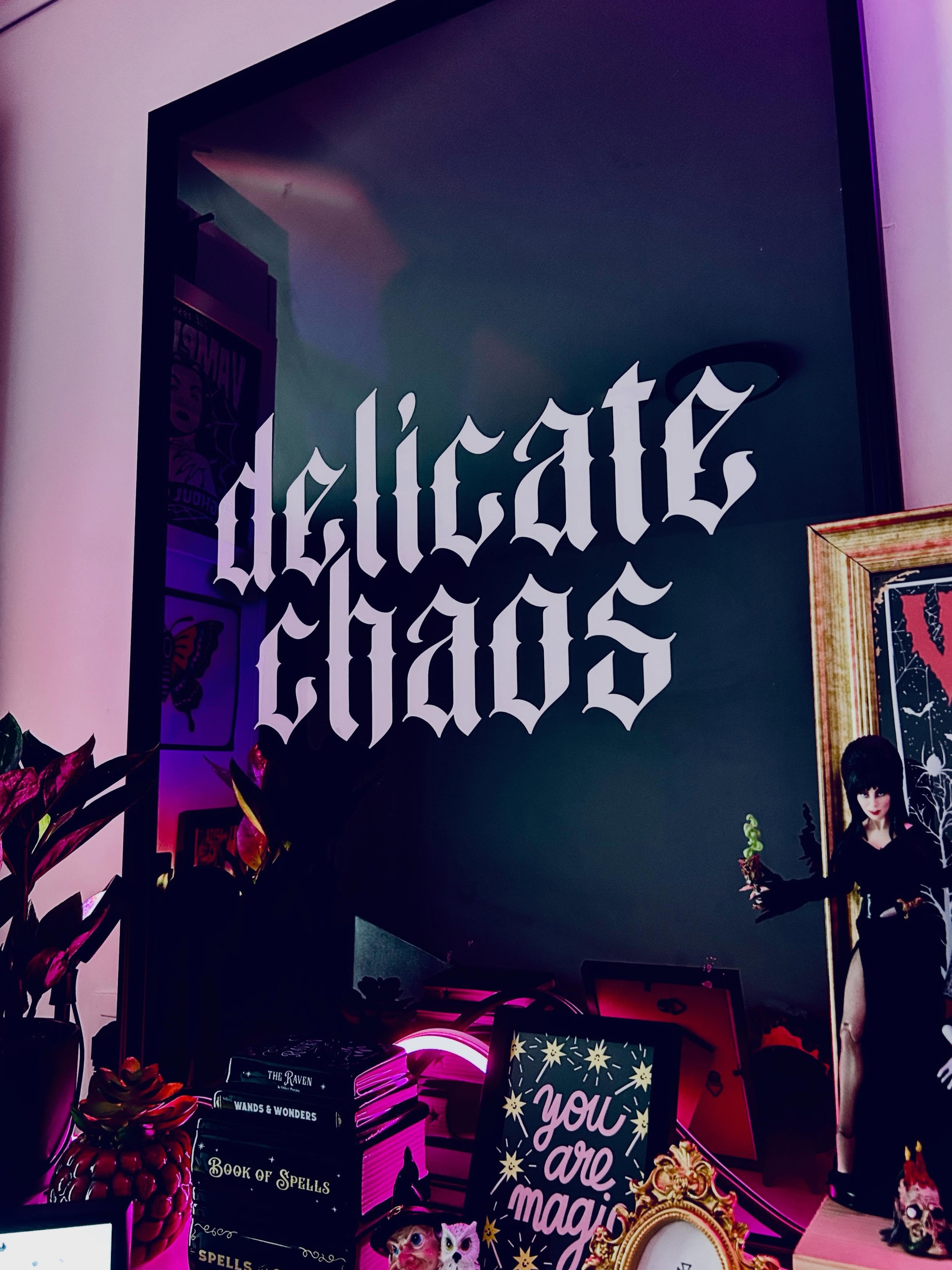 Good morning to the delicately chaotic. The coffee's brewing, the candles are lit and your walls deserve a little personality. 🖤

#eclectictales #delicatechaos #glamourghoul #posterart #gothdecor