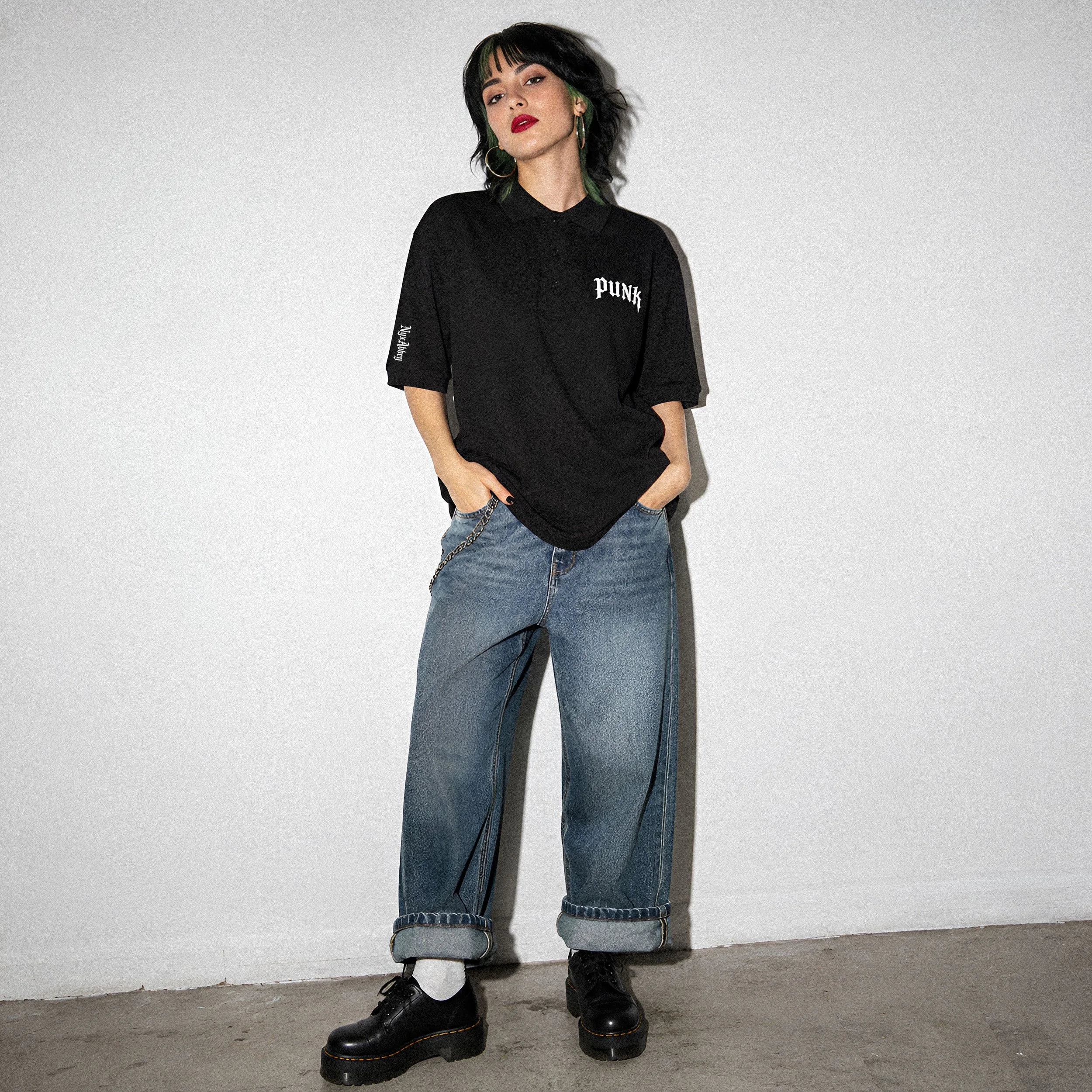 Punk Embroidered Polo Shirt