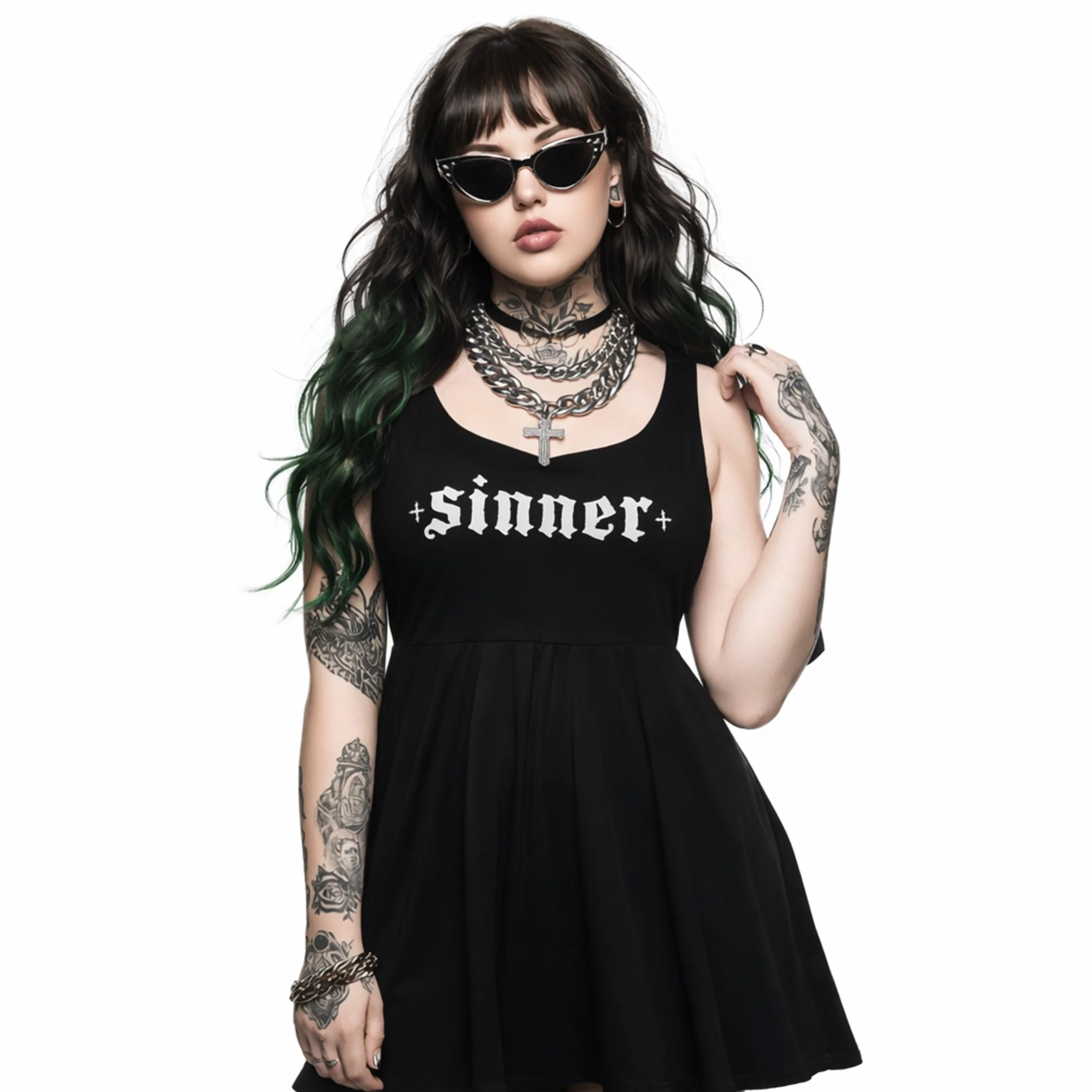 Sinner Black Skater Dress