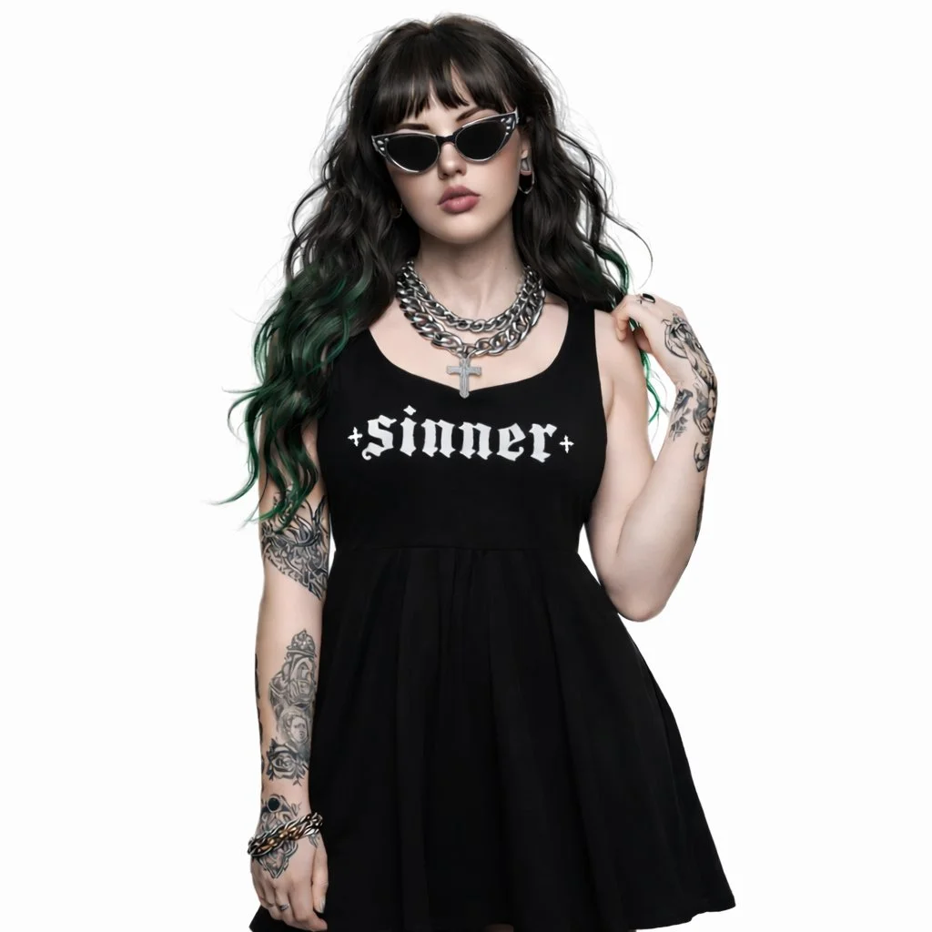 Sinner Black Skater Dress
