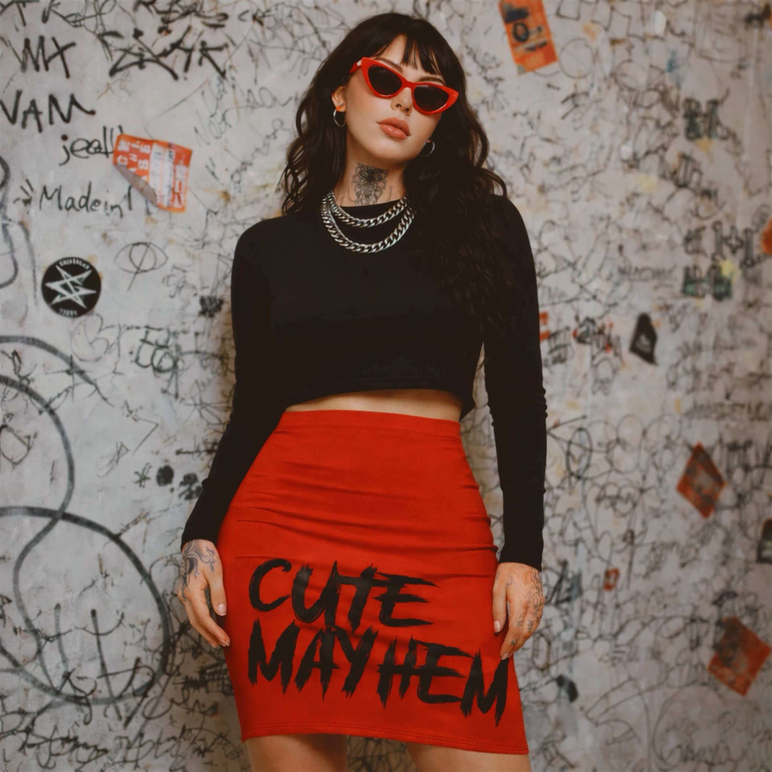 Cute Mayhem Red Pencil Skirt