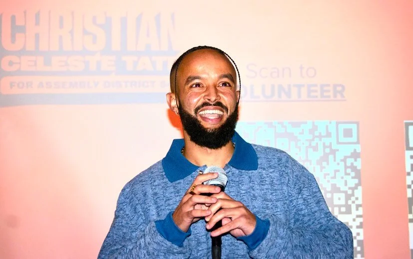 Supporters of @cct4nyc crowded into the back room of @double.nyc on Friday for the campaign&rsquo;s official launch. Tate is one of several new @nycydsa endorsed or affiliated candidates seeking to build off the momentum generated by @zohrankmamdani 