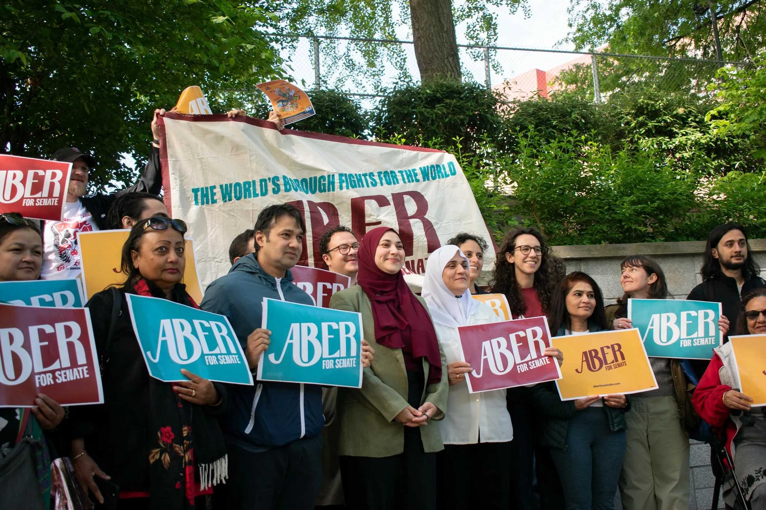 @aberkawas announced her campaign&rsquo;s &ldquo;Fund Dignity / Fight Destruction&rdquo; platform and an endorsement from @berniesanders at a press conference Friday morning in Queens.

Kawas &mdash; who is running for state senate in NY Senate Distr