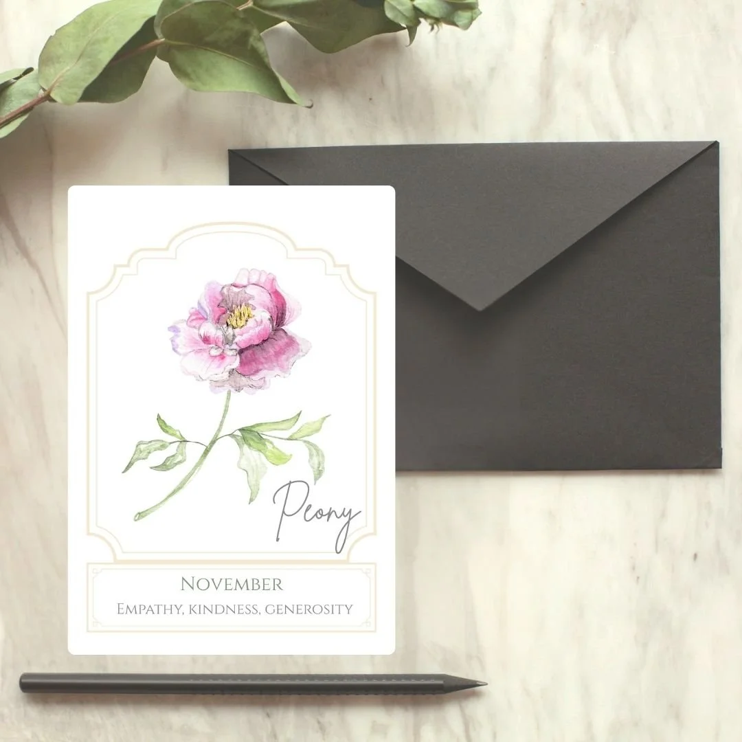 Birth Month Flower Card - November- Peony