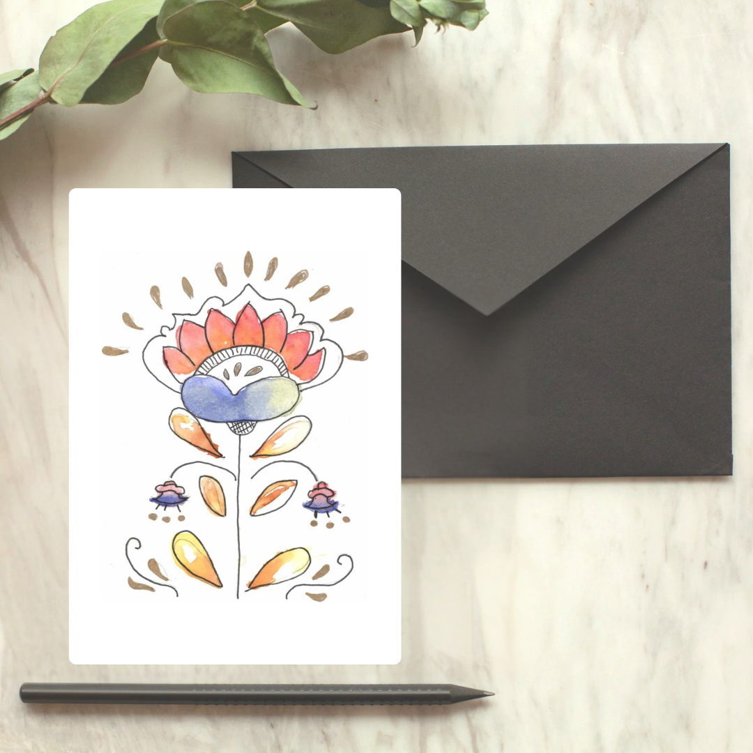 Multicolor Rosemahling Greeting Card