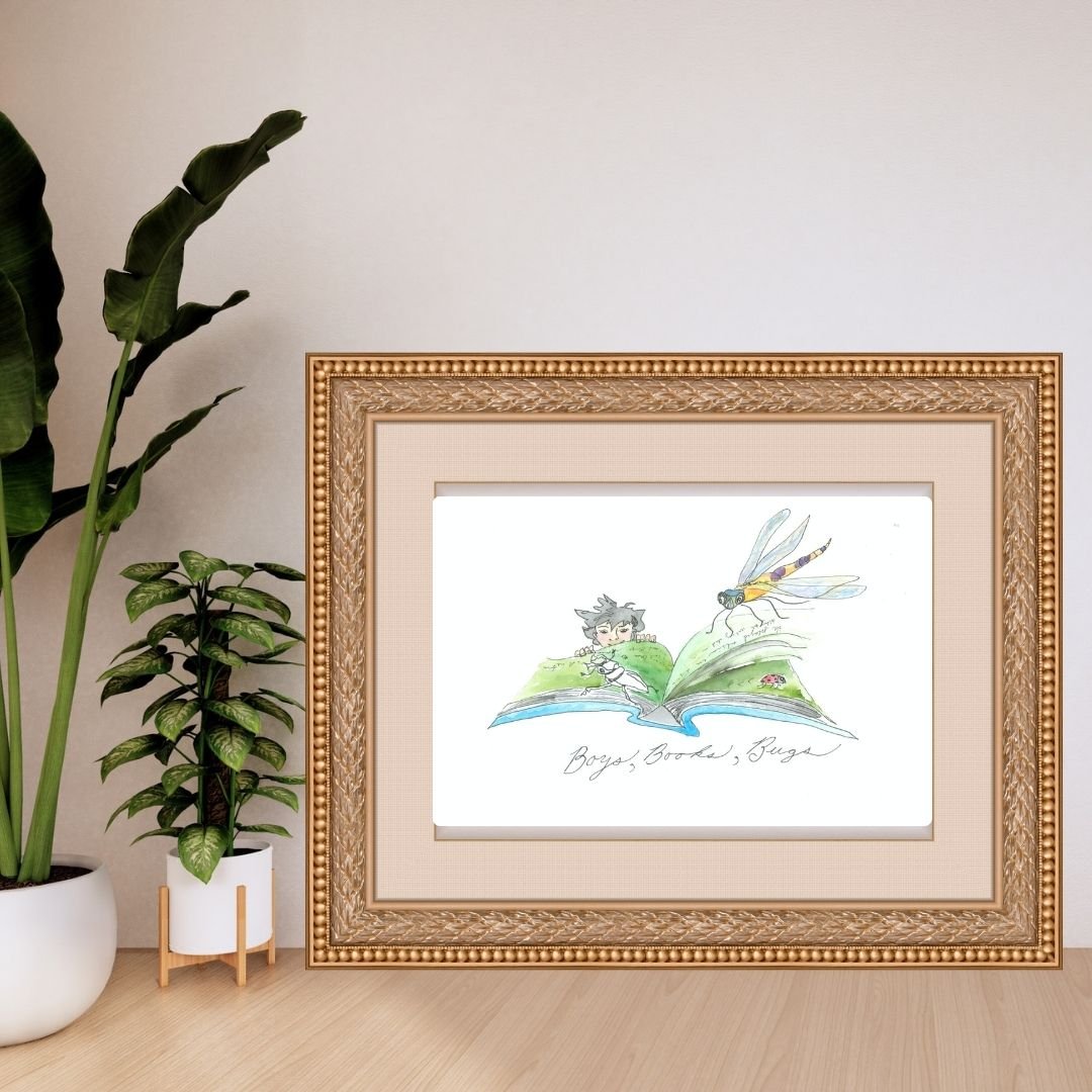 "Boys, Books, Bugs"  Book Art Print
