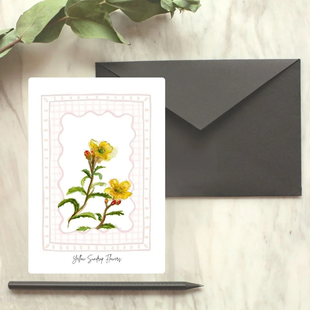 Yellow Sundrop Wildflower Card