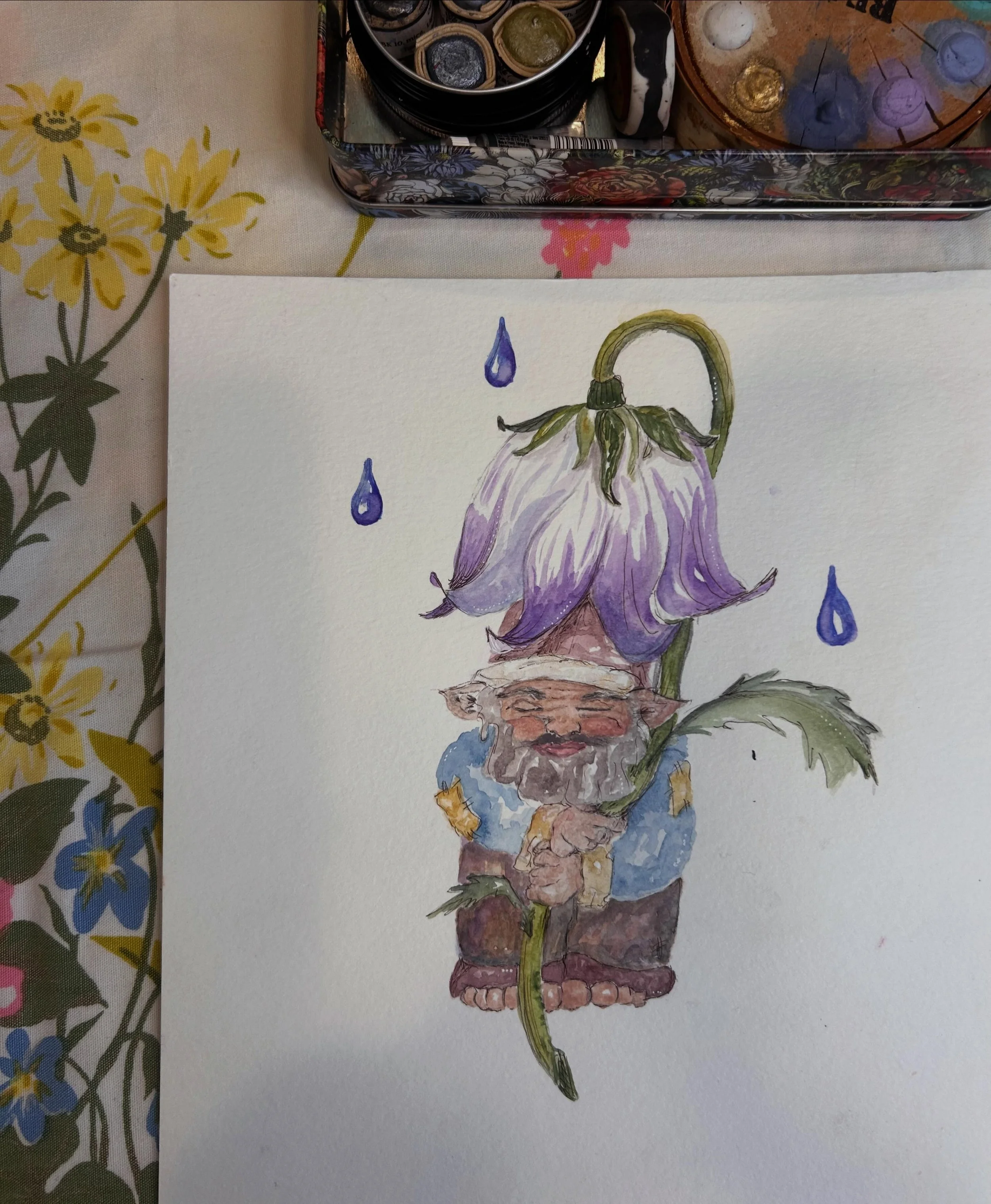 #gnome #flower #rain #garden #storytelling