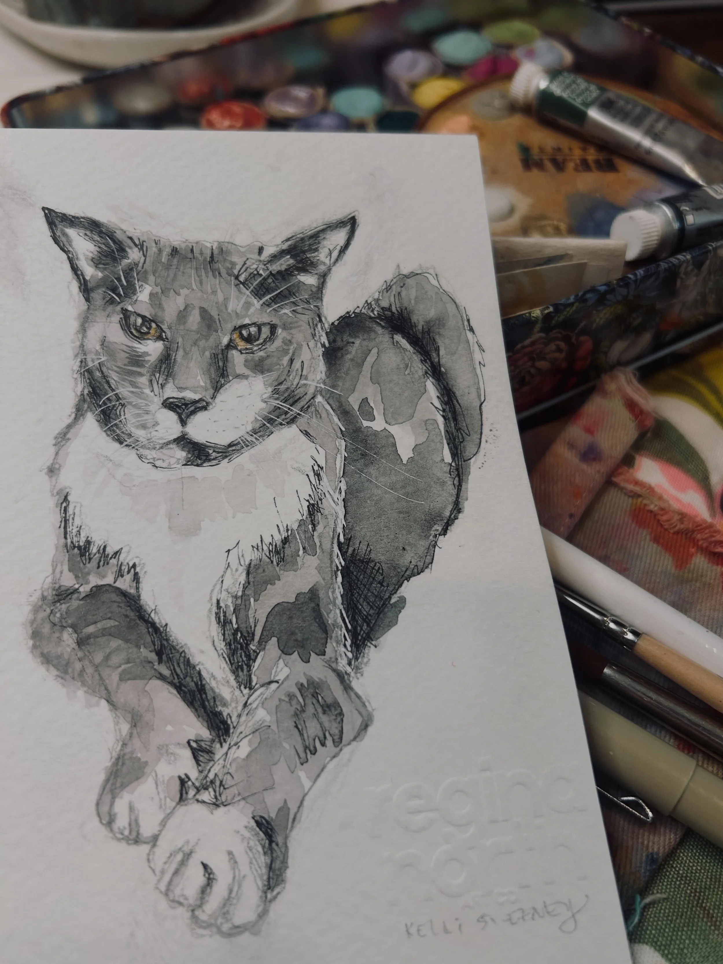 "Two of my pets passed away this week. Can you paint them?" 😭 🐈🐕&zwj;🦺🐾

The other is almost finished ❤️

#artcommissions #cat #memories #memorial #commission