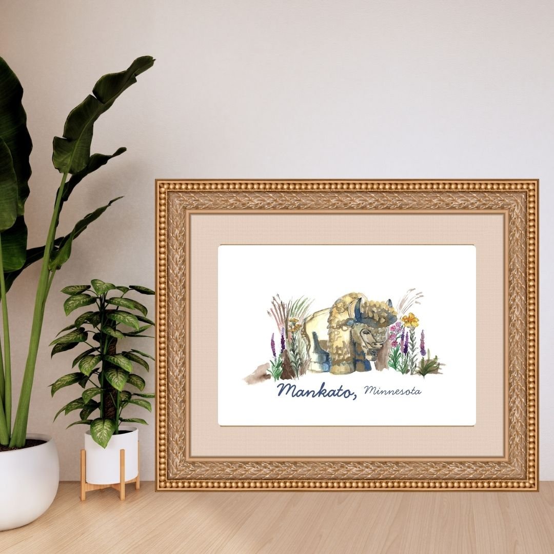 Mankato, Minnesota Flower Art Print - Buffalo