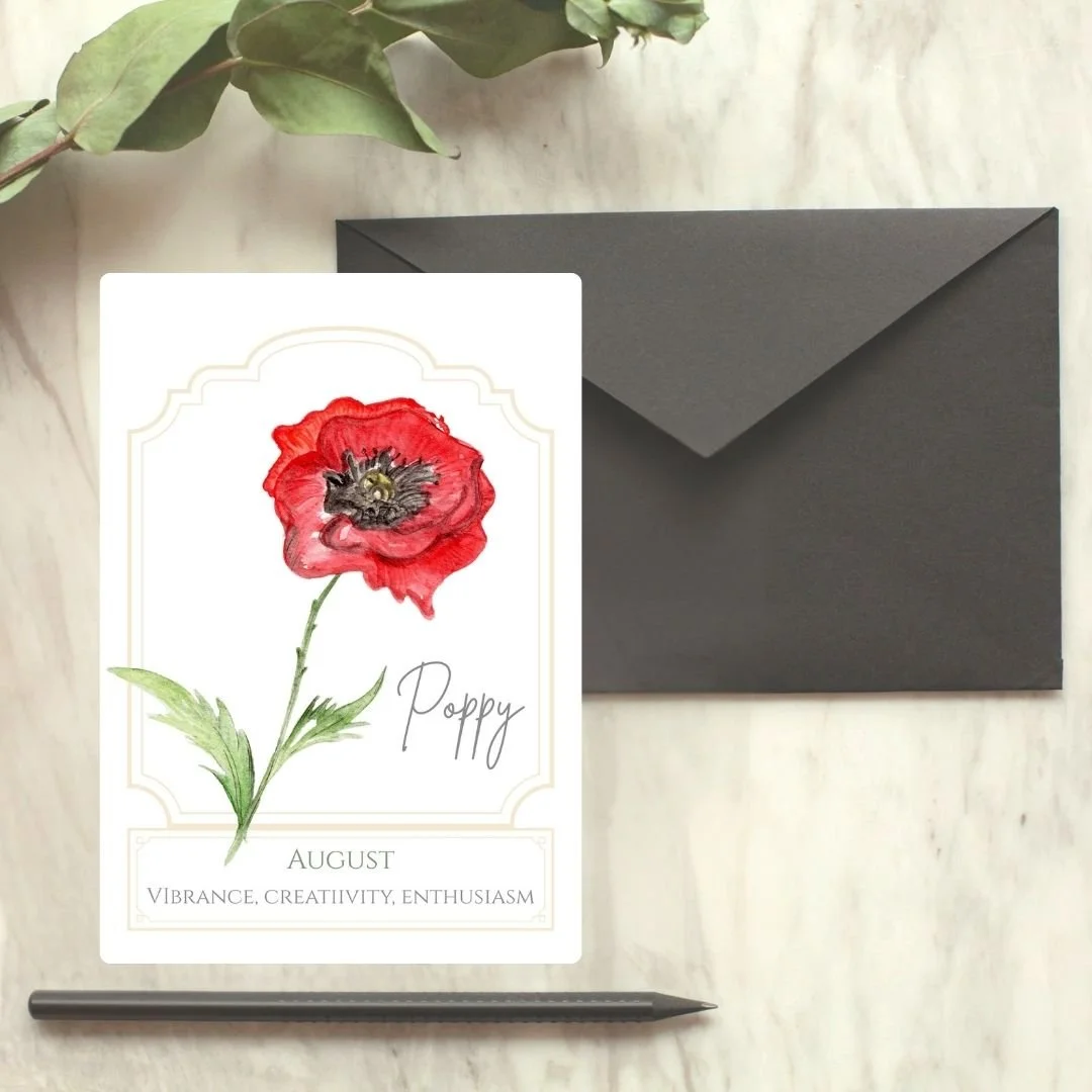 Birth Month Flower Card - August - Poppy