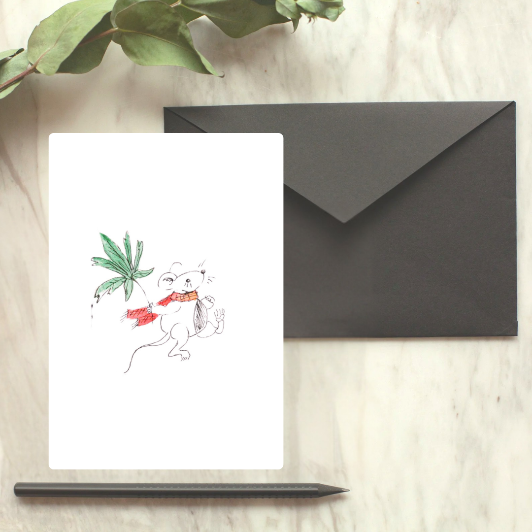 Cannabis Woodland Mouse Doodle Greeting Card