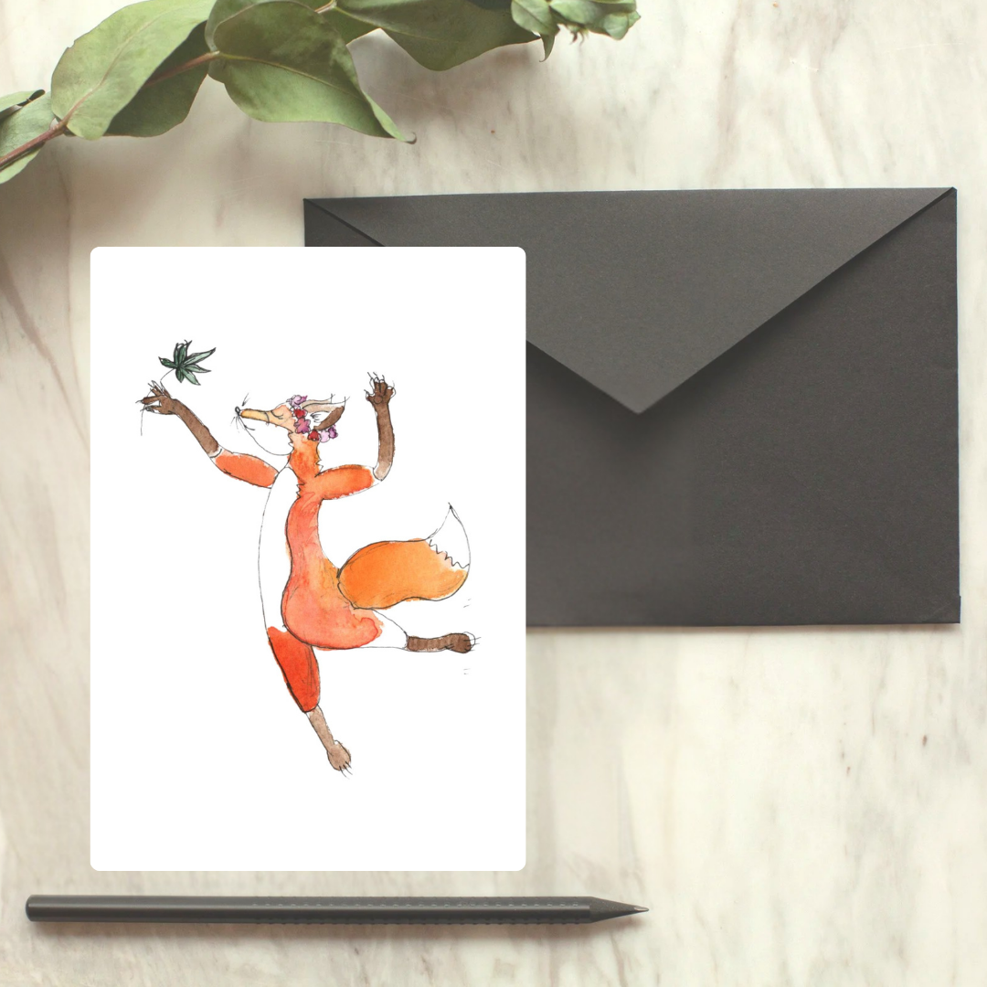 Cannabis Woodland Fox Doodle Greeting Card