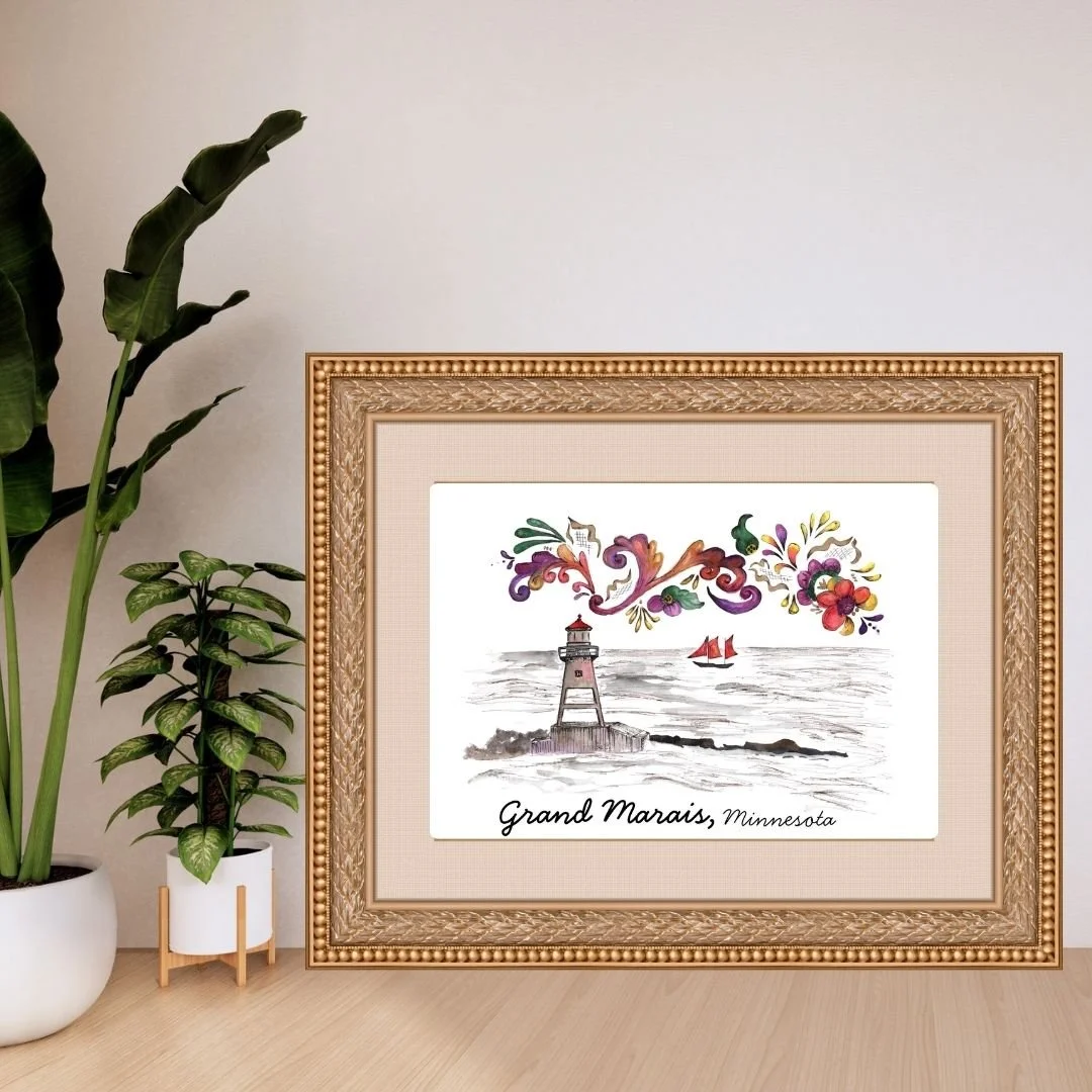 Grand Marais Minnesota- Numbered City Print