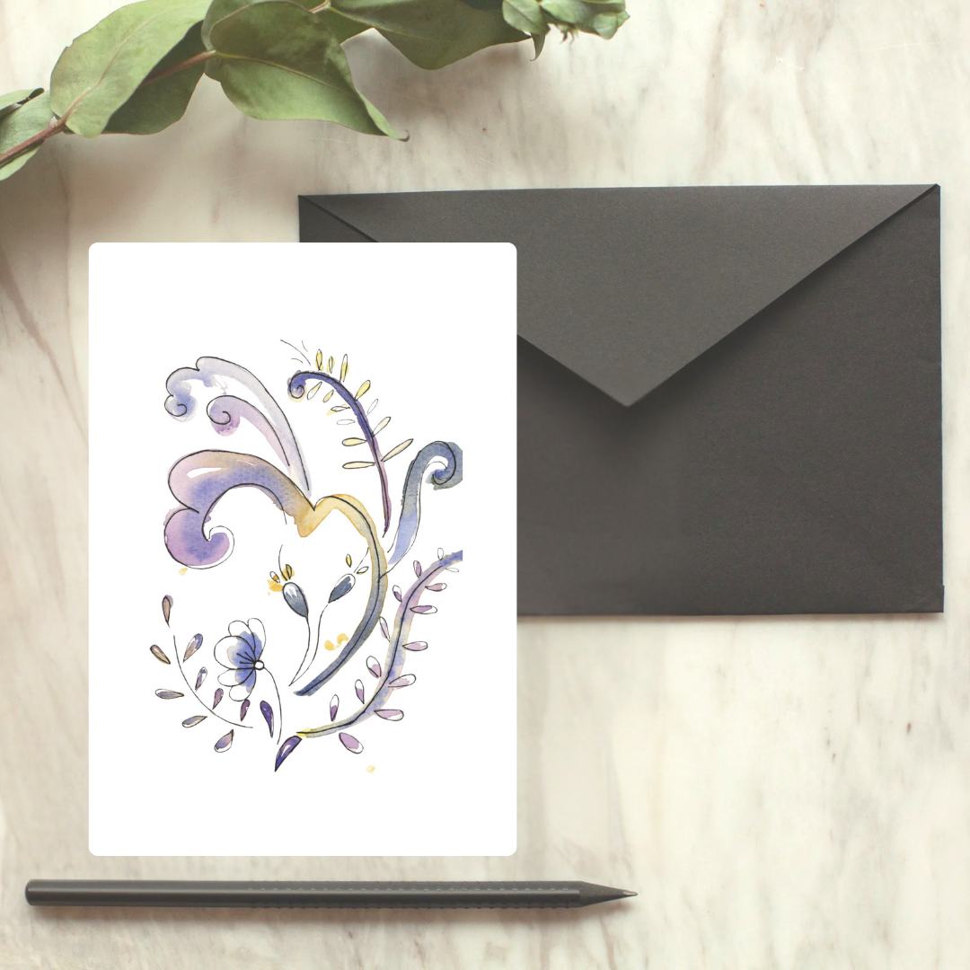 Purple Rosemahling #2 Greeting Card