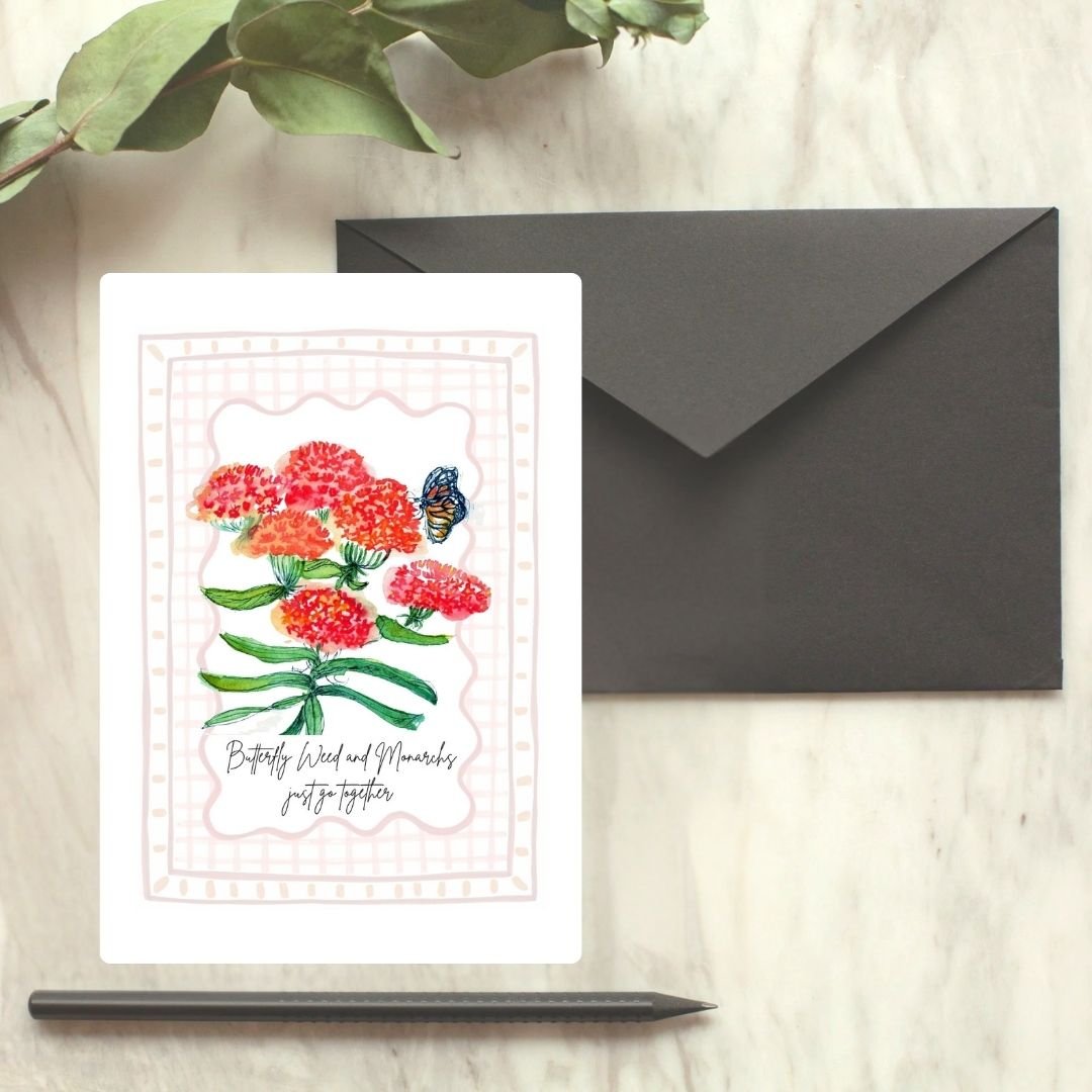 Butterfly Weed and Monarch Wildflower Card