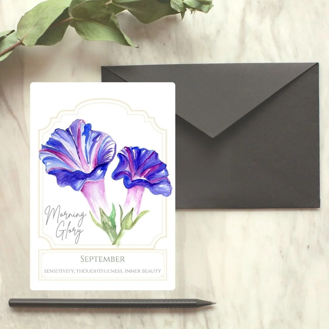Birth Month Flower Card - September - Morning Glory