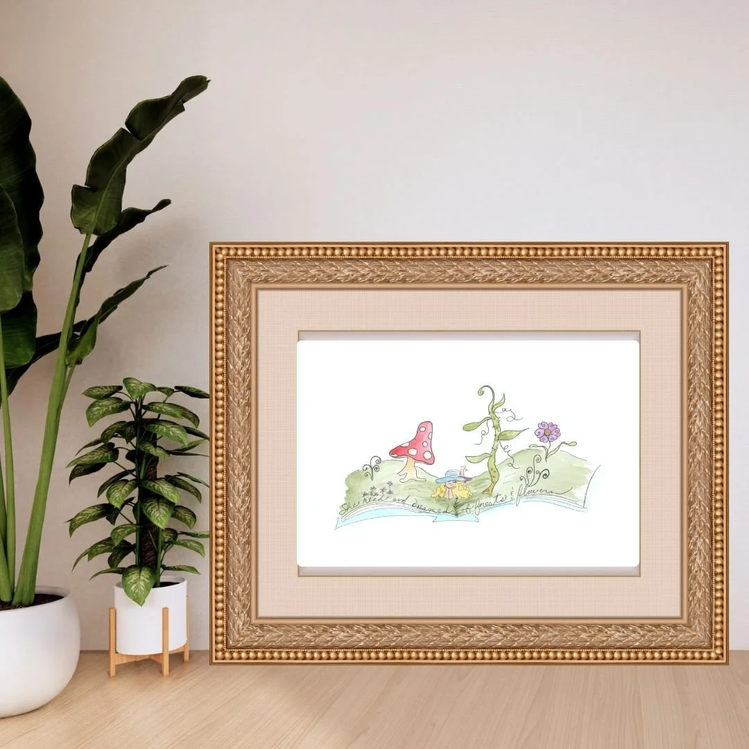 "She Read and Dreamed"  Book Art Print