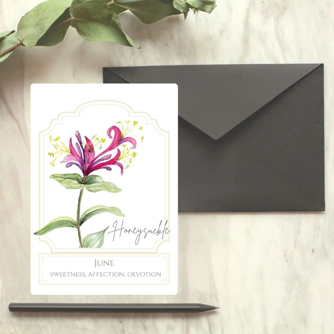 Birth Month Flower Card - June - Honeysuckle