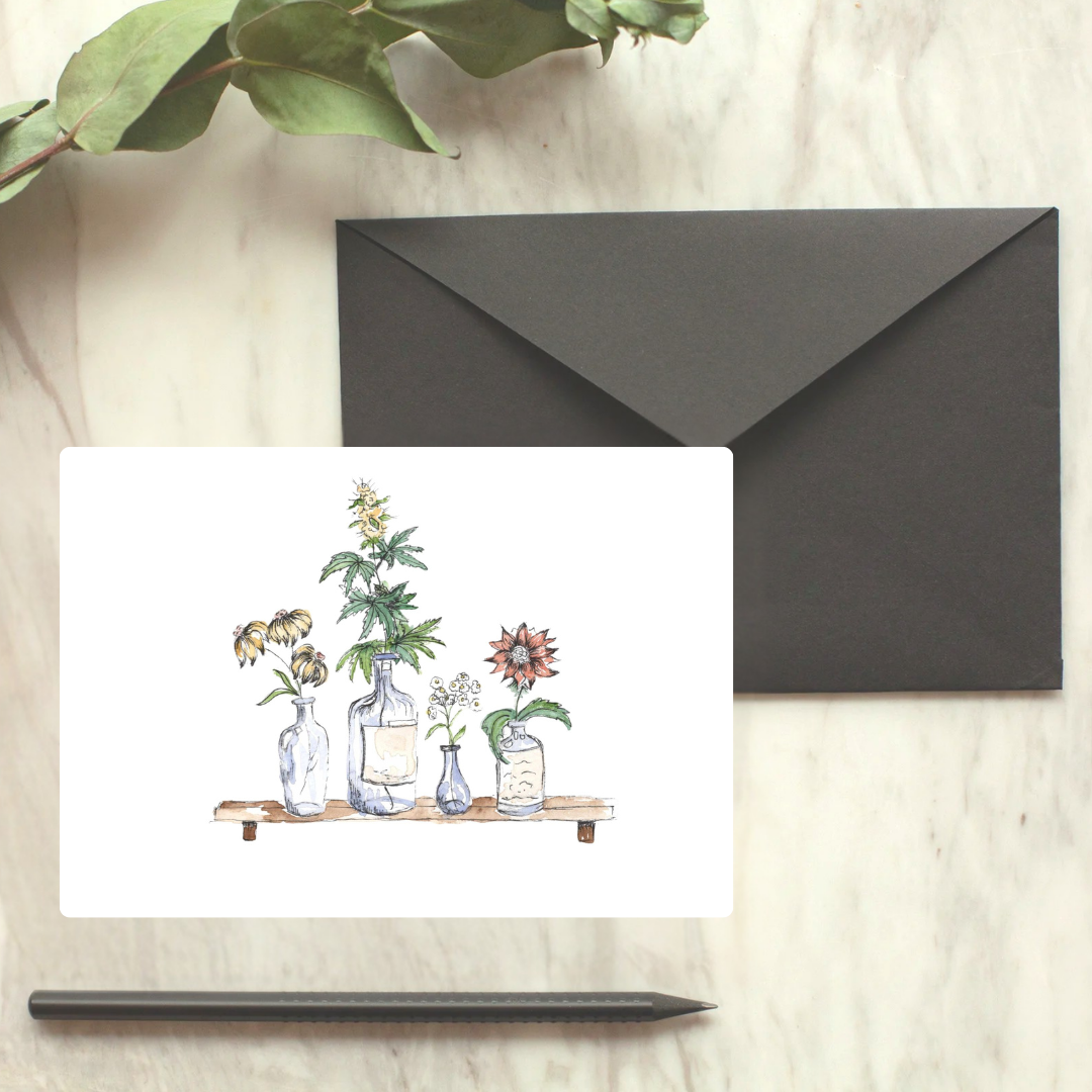 Cannabis Floral Shelf Greeting Card