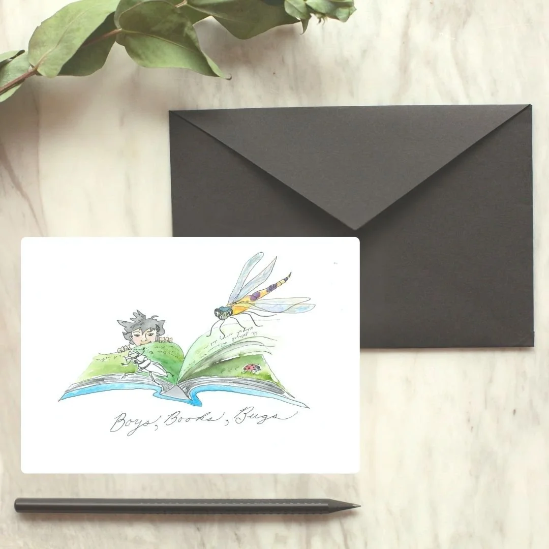 "Boys, Books, Bugs" Greeting Card
