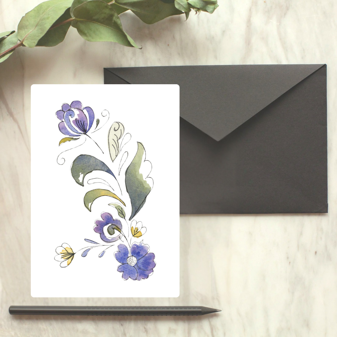 Purple Rosemahling #1 Greeting Card
