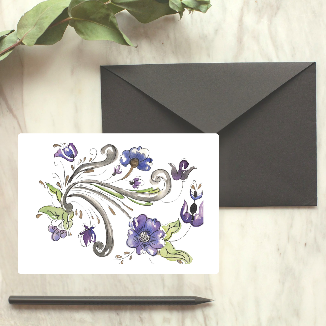 Purple Rosemahling #3 Greeting Card