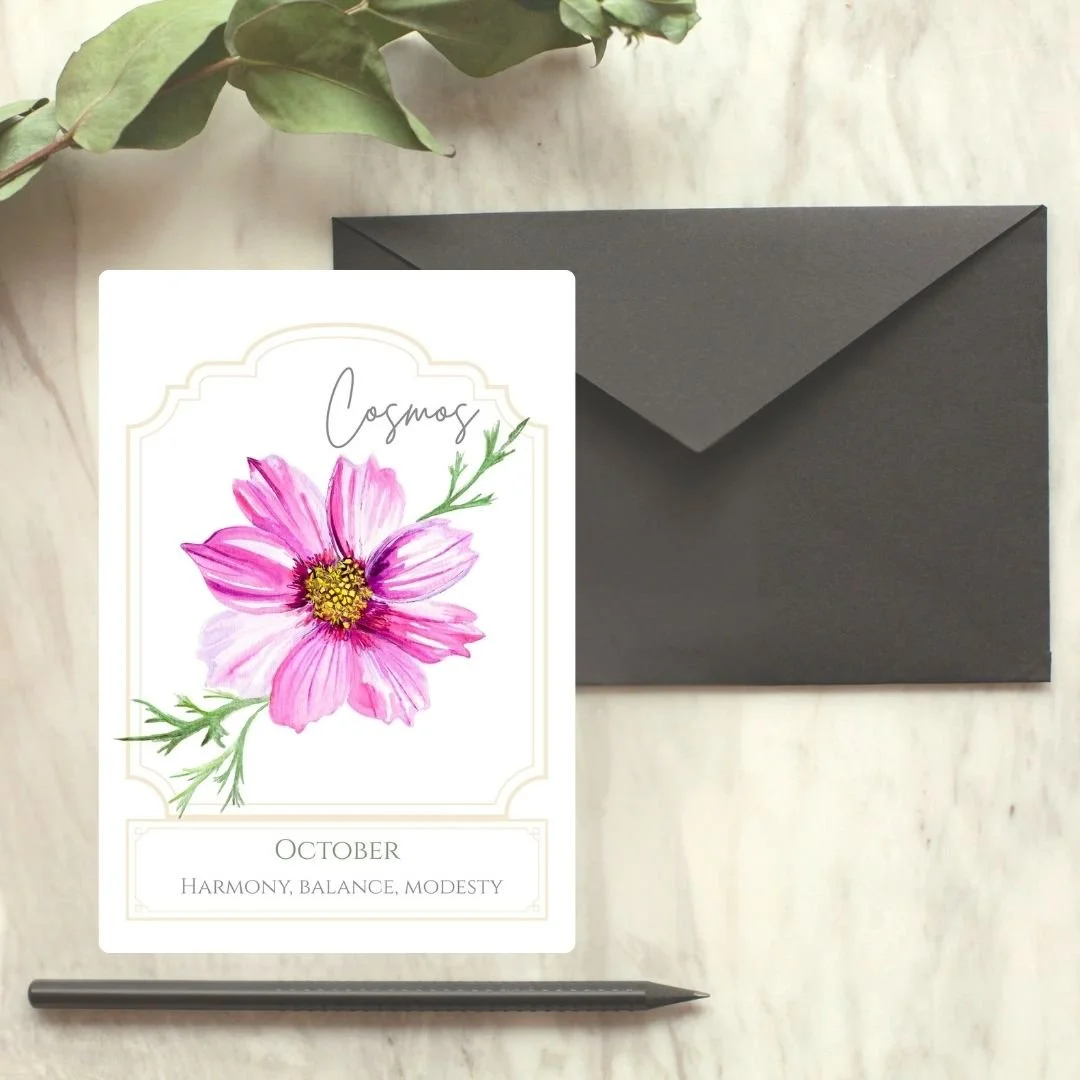 Birth Month Flower Card - October - Cosmos