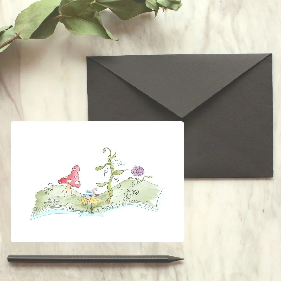 "She Read and Dreamed" Greeting Card