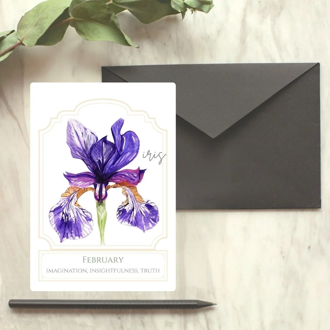 Birth Month Flower Card - February - Iris