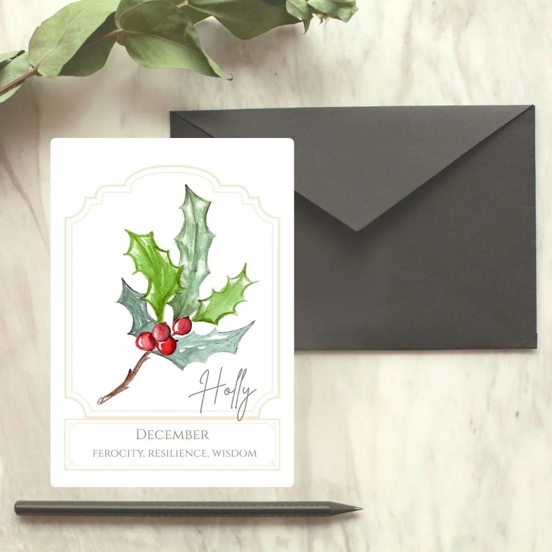 Birth Month Flower Card - December - Holly