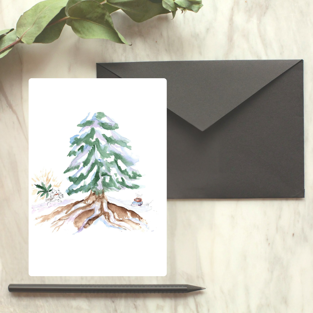Cannabis Woodland Tree Doodle Greeting Card