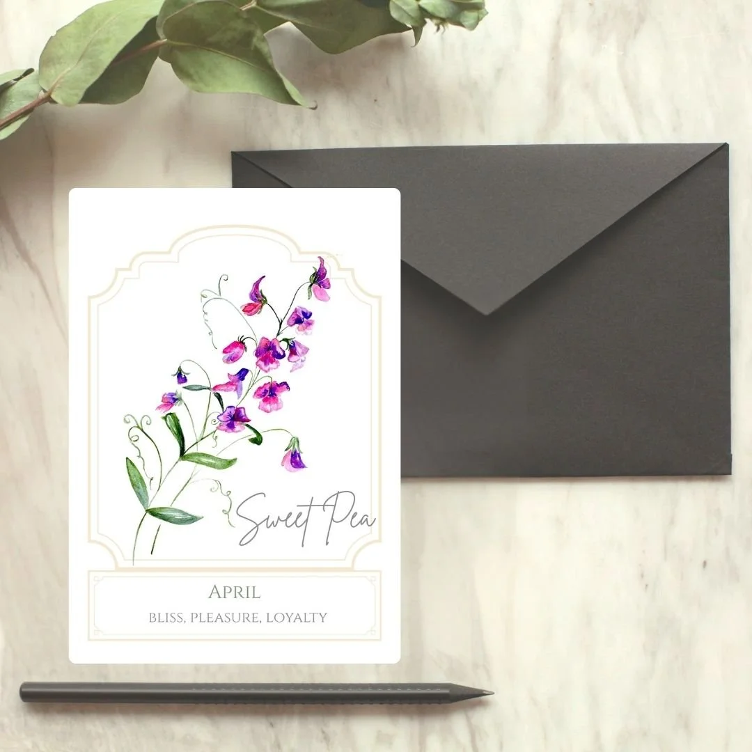 Birth Month Flower Card - April - Sweet Pea