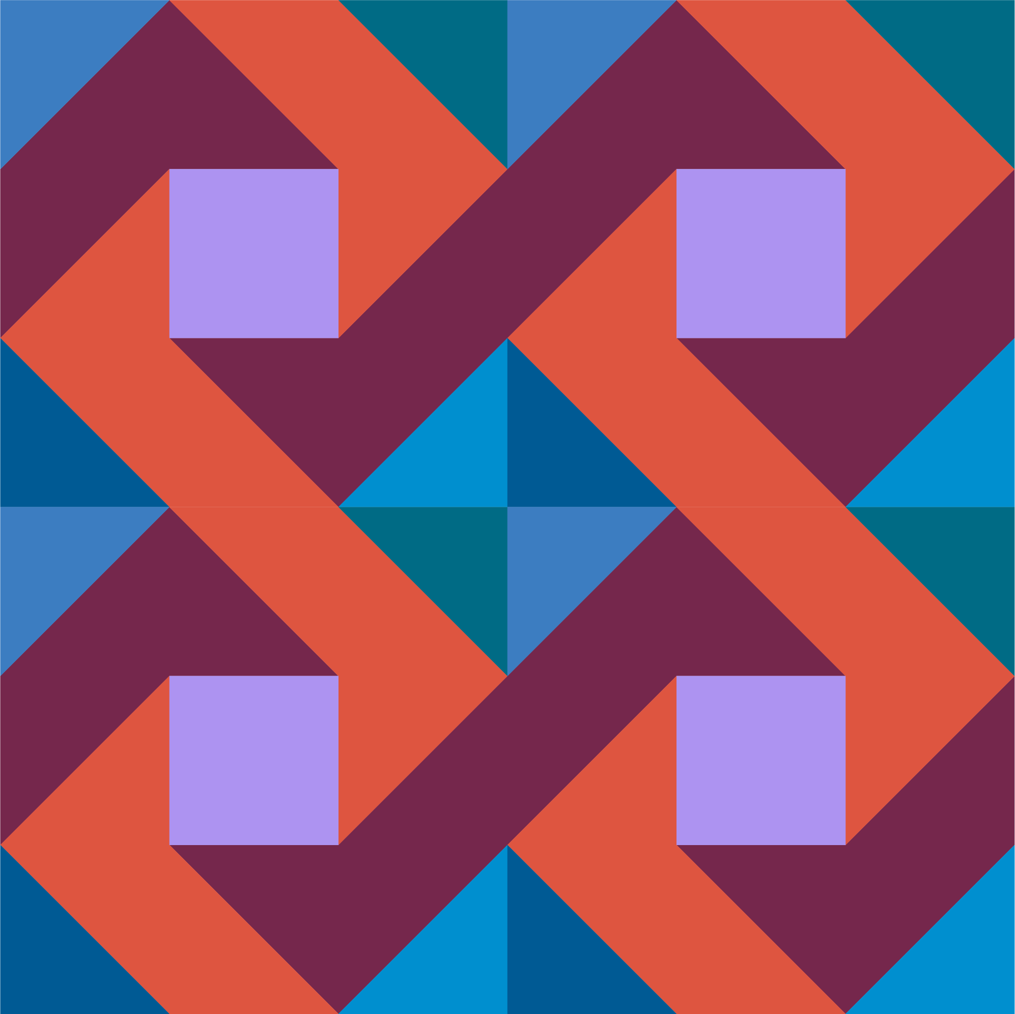 The Never Too Late Publishing Company logo inspired by a classic Amish quilt pattern.