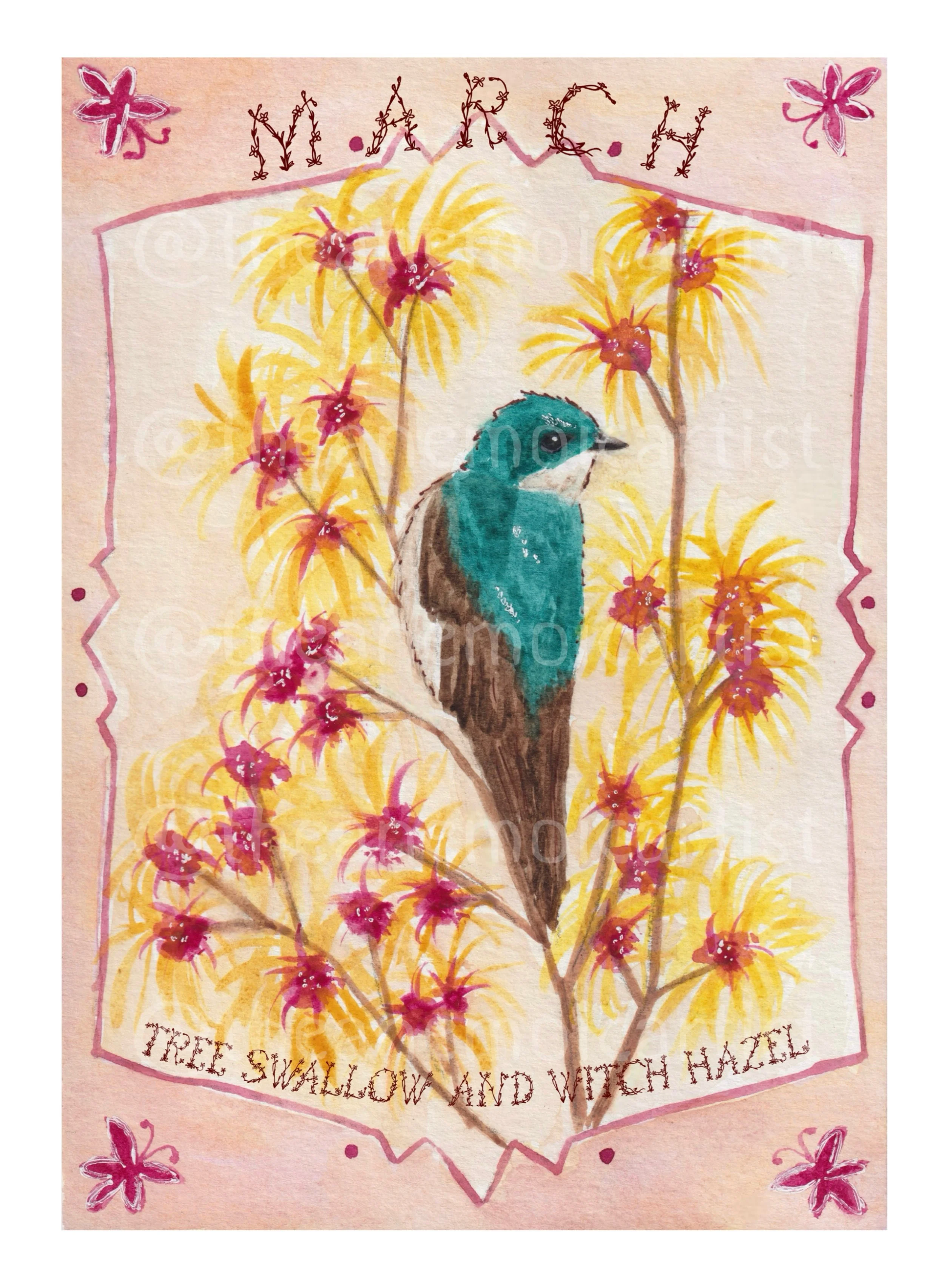 March Bird & Bloom Print PREORDER