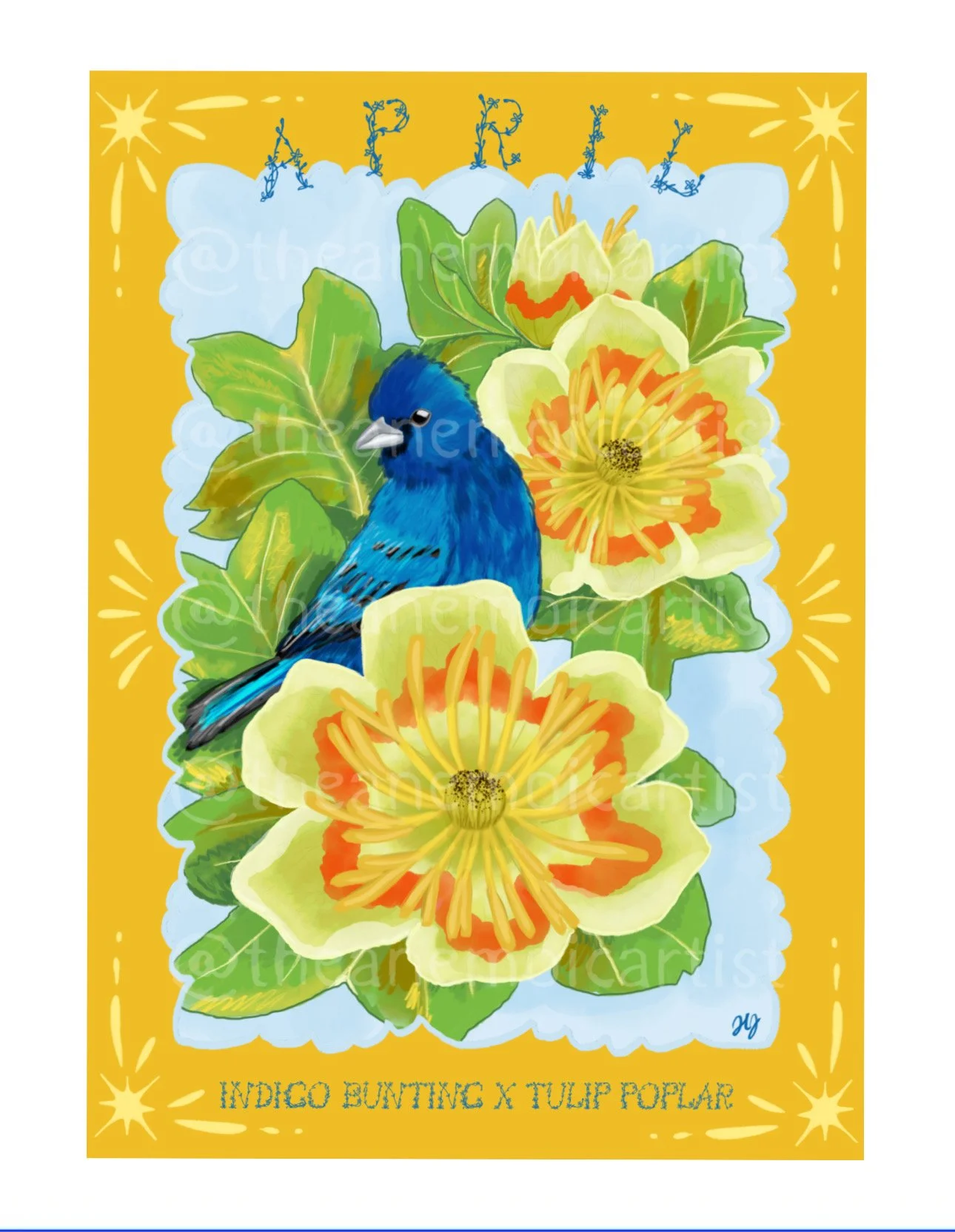 APRIL Bird & Bloom Print