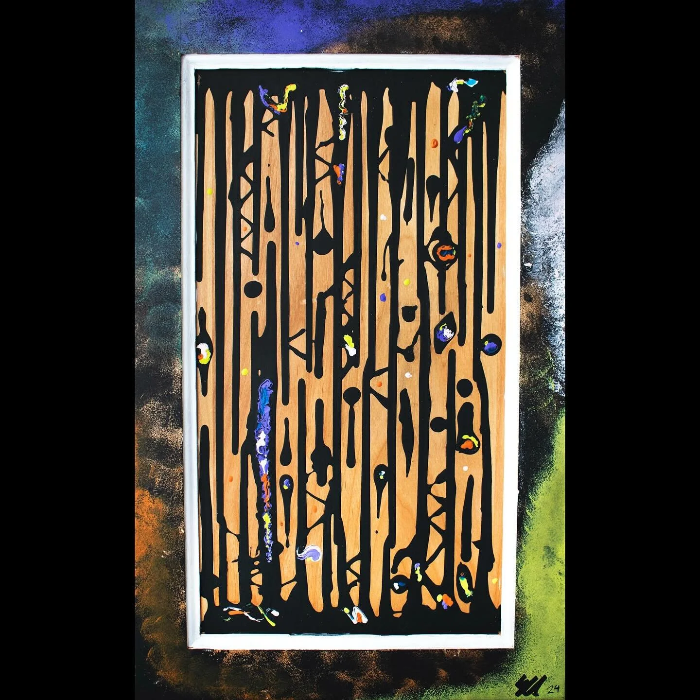 &ldquo;Cabinet from Space #1&rdquo; 
22x14 Circa May 2024.
Acrylic on a wood cabinet.
Get lost, and enjoy the journey.