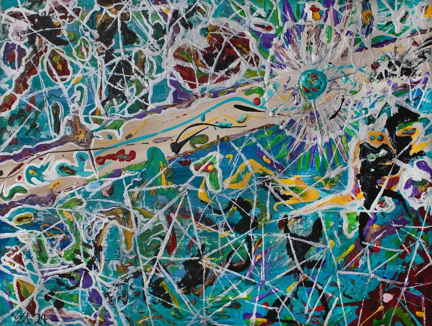 &ldquo;Vivax Vortex&rdquo;
14x18 circa May 2024
Acrylic, ink, and watercolor. 
Dream catcher kaleidoscope.