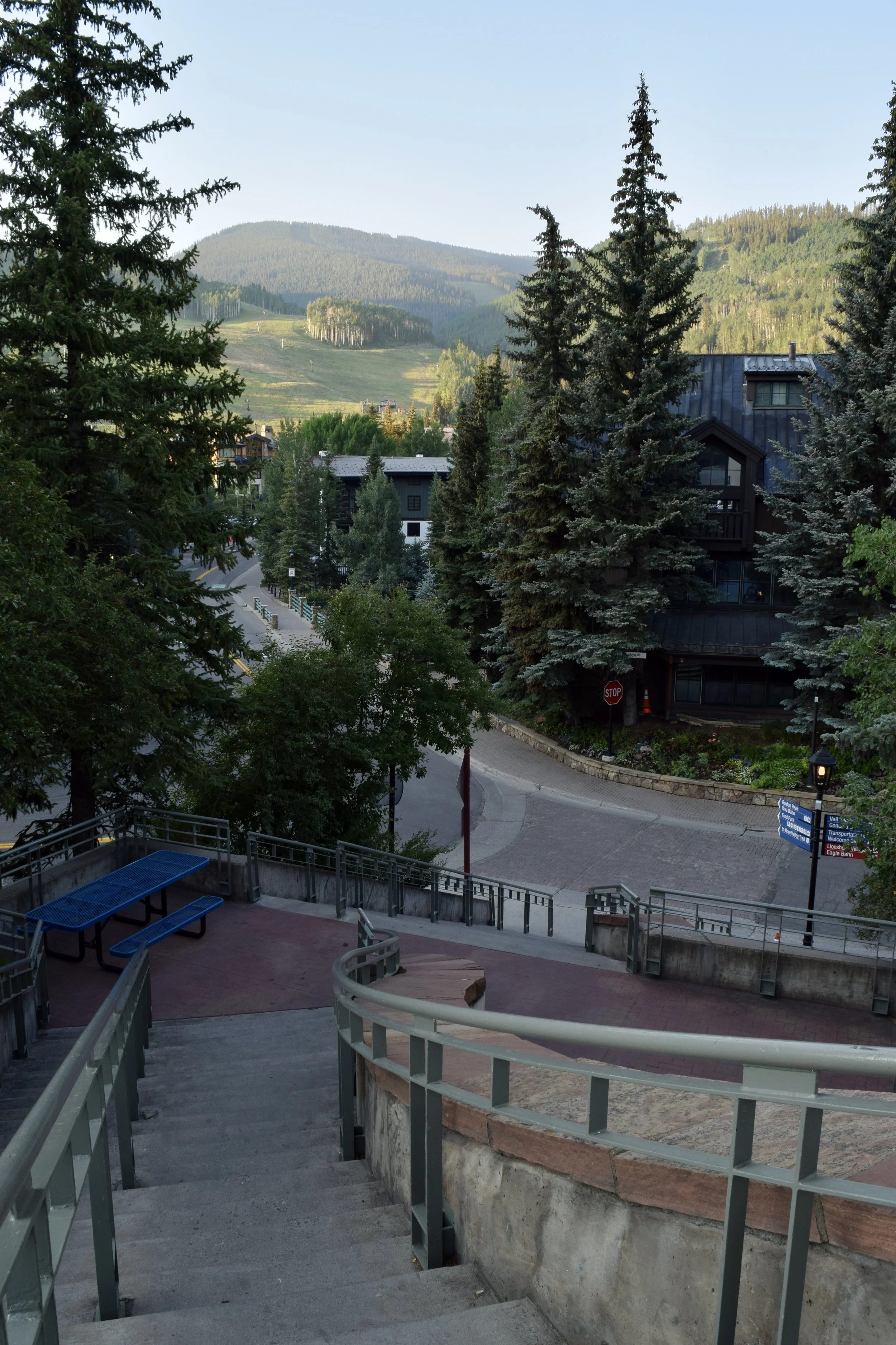 Down the stairs to Vail Village