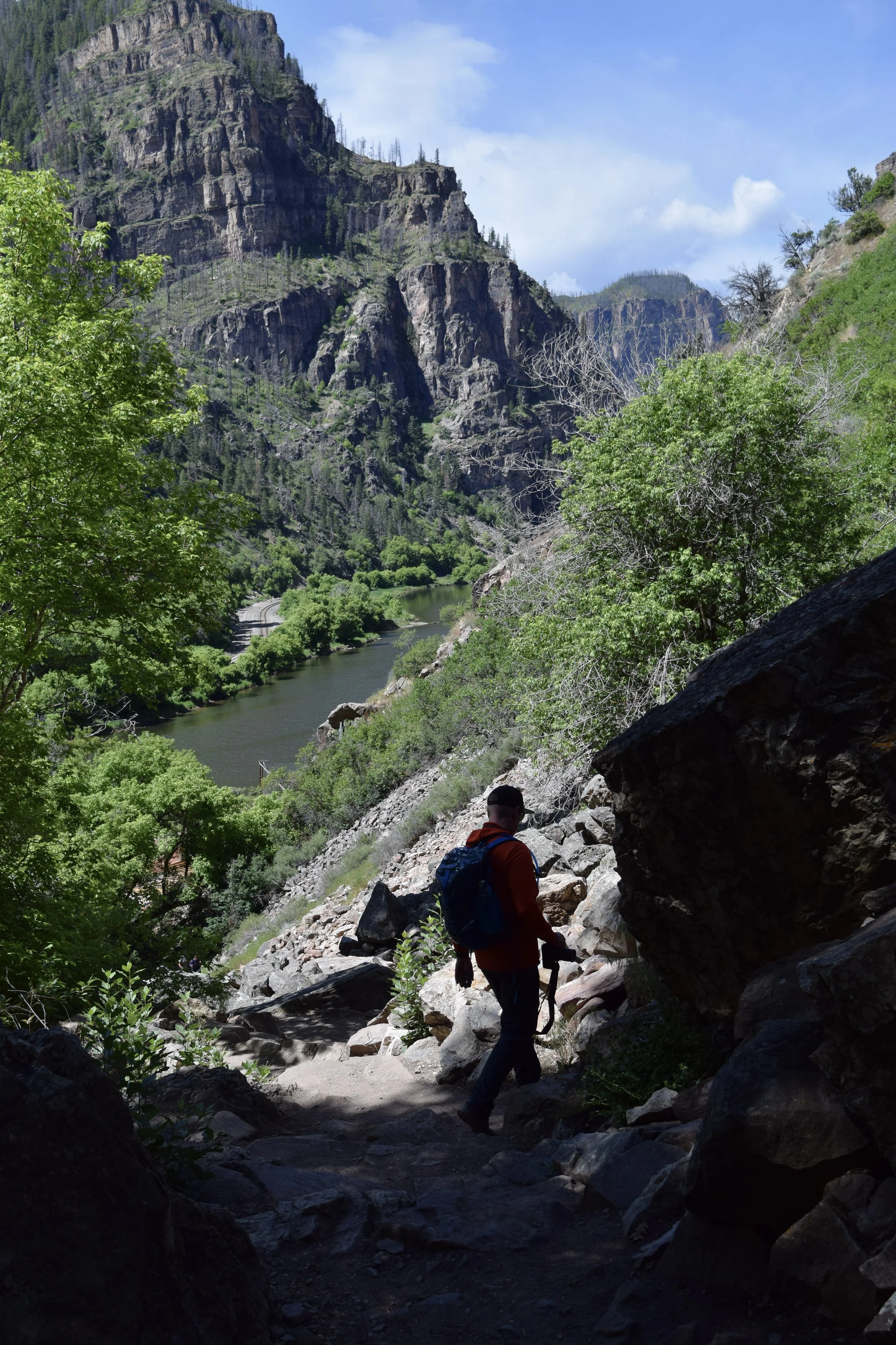 Hiking down from Hanging Lake to the Colorado River in the Glenwood Canyon