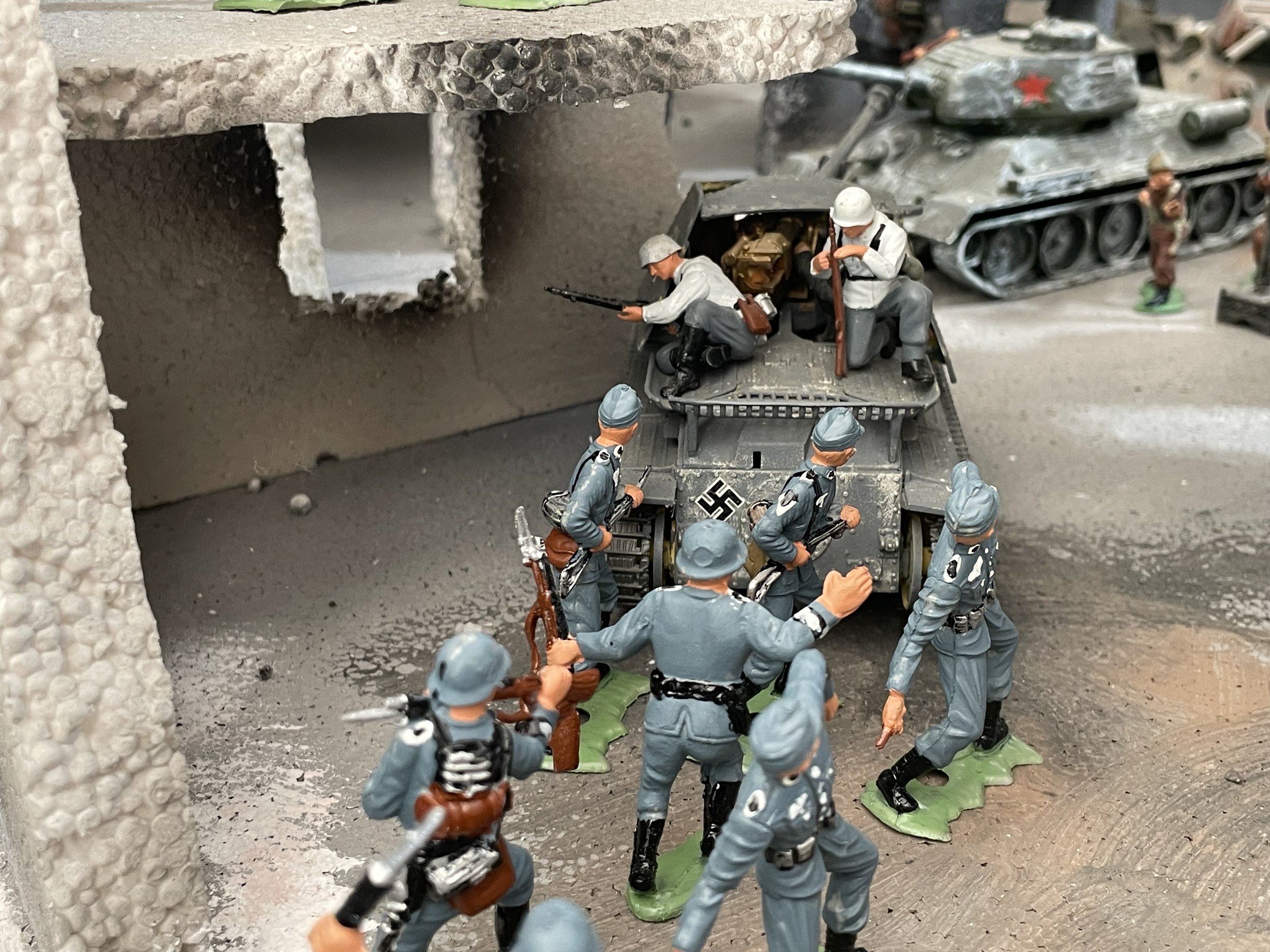 German troops seize the moment as an overextended Soviet armored element is caught in the open amid the ruins of Kharkov. In the confusion of close urban fighting, isolated vehicles could quickly become vulnerable when they pushed ahead without firm 