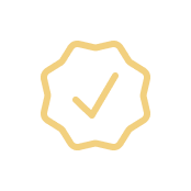 Icon of a checkmark inside a badge or seal, representing verification or approval.