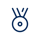 Simple line drawing of a soccer ball with a ball above it.