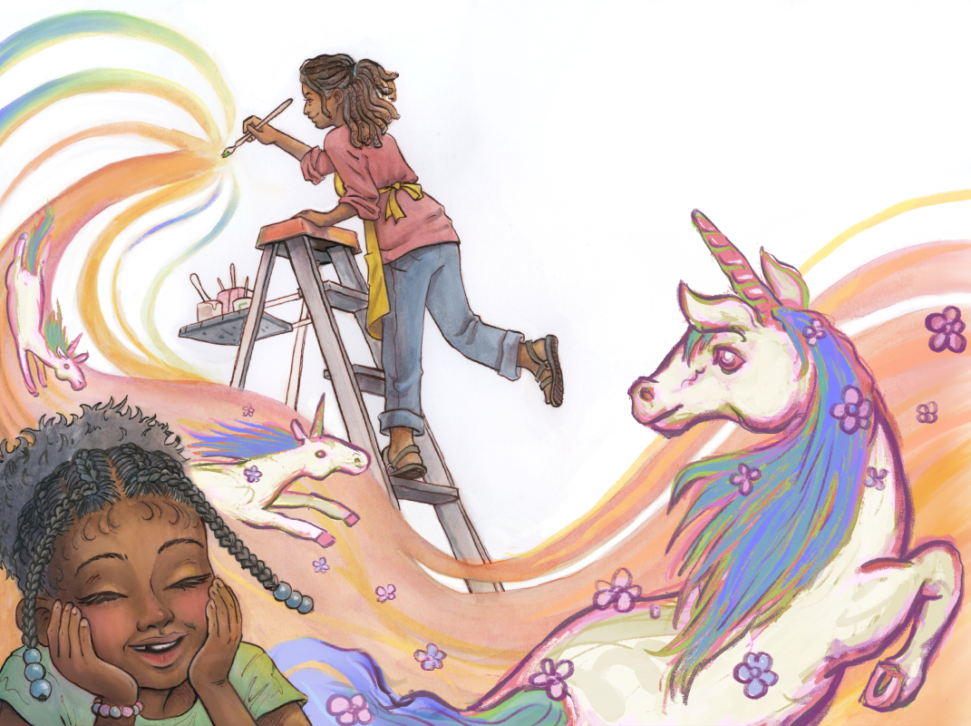 Mural Fantasies, watercolor, digital and ink illustration