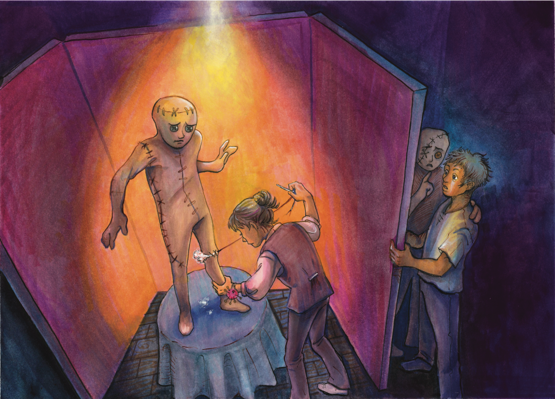 The Doll, watercolor and ink illustration