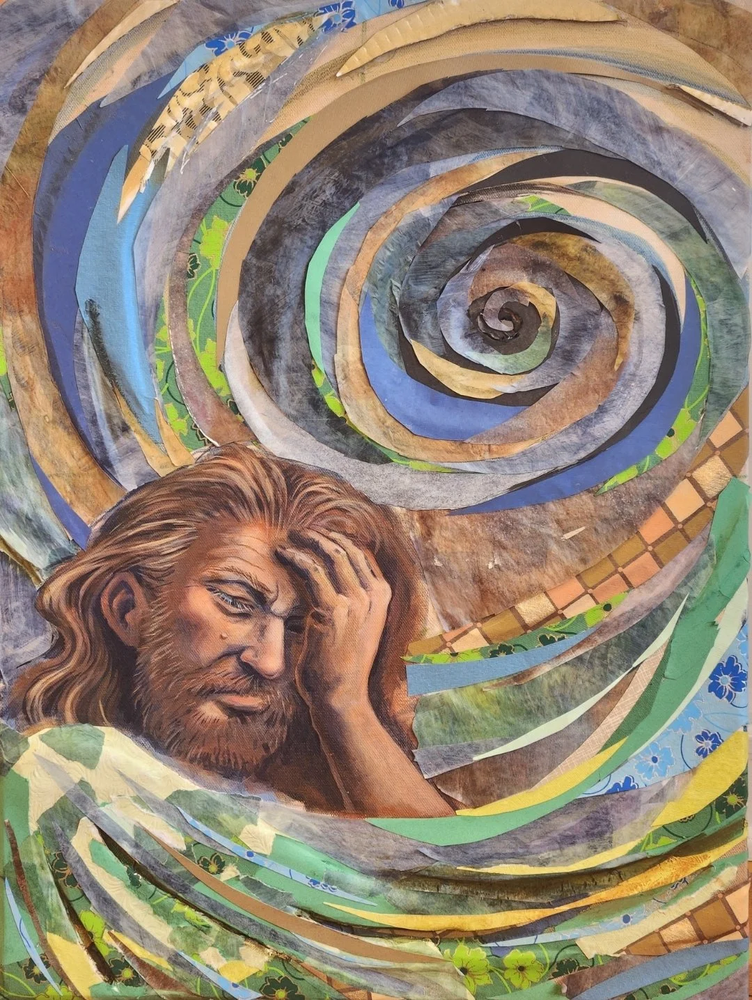 My Father's Woas,  Paper collage and acrylic paint